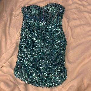 Hello Molly blue sequined dress. Size small, brand new never worn.